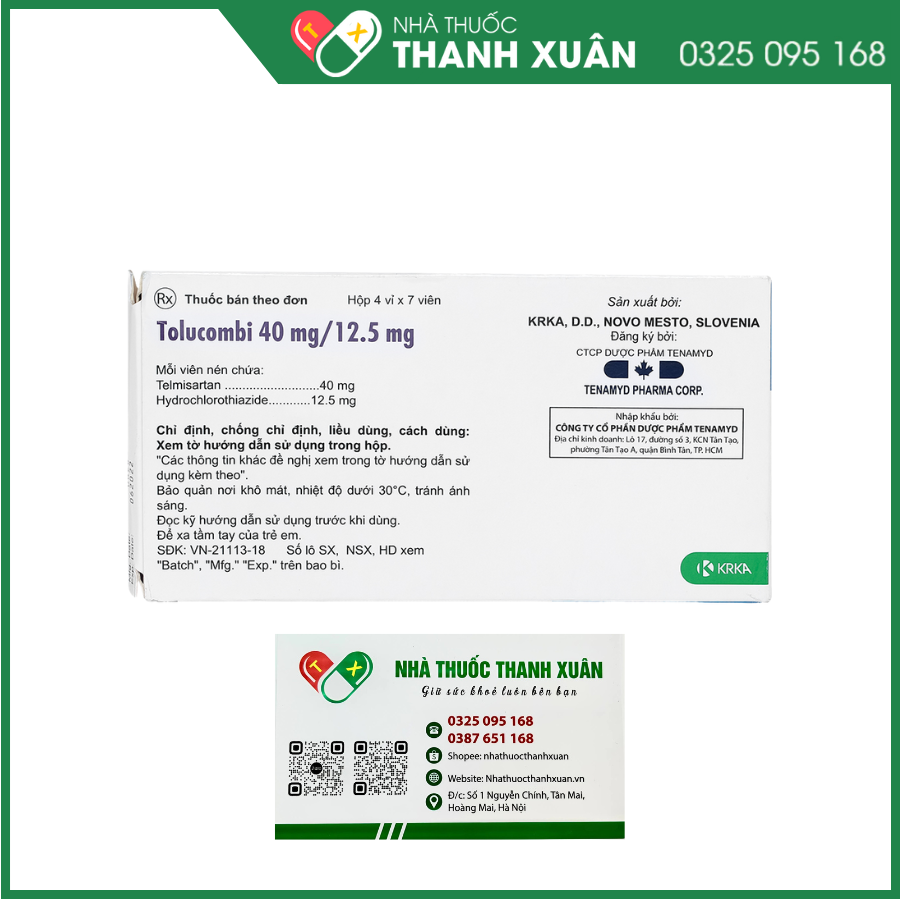 Tolucombi 40mg/12,5 mg Tablets điều trị tăng huyết áp vô căn